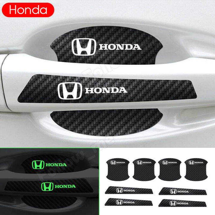 ฟิล์มกันรอยสำหรับ-honda-8ชิ้น-เซ็ต-ฟิล์มป้องกันที่จับประตูรถยนต์เรืองแสงสติกเกอร์คาร์บอนไฟเบอร์ป้องกันรอยขีดข่วนสามารถใช้เป็นมือจับประตูรถยนต์ได้