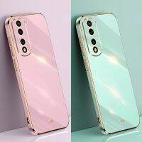 เคสโทรศัพท์ซิลิโคนกรอบสี่เหลี่ยมสุดหรูสำหรับ Honor 80 Pro Flat 6.67"