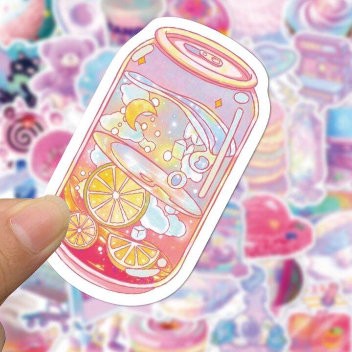 lz-10-60pcs-mixed-girls-holographic-laser-cartoon-stickers-luggage-phone-laptop-cute-diy-cool-kid-toy-gradient-sticker-decals