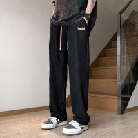 Spot 2023 Summer Trendy Jeans Male Wide -Leg Ice Thin High Street Loose American Vertical Casual Trousers