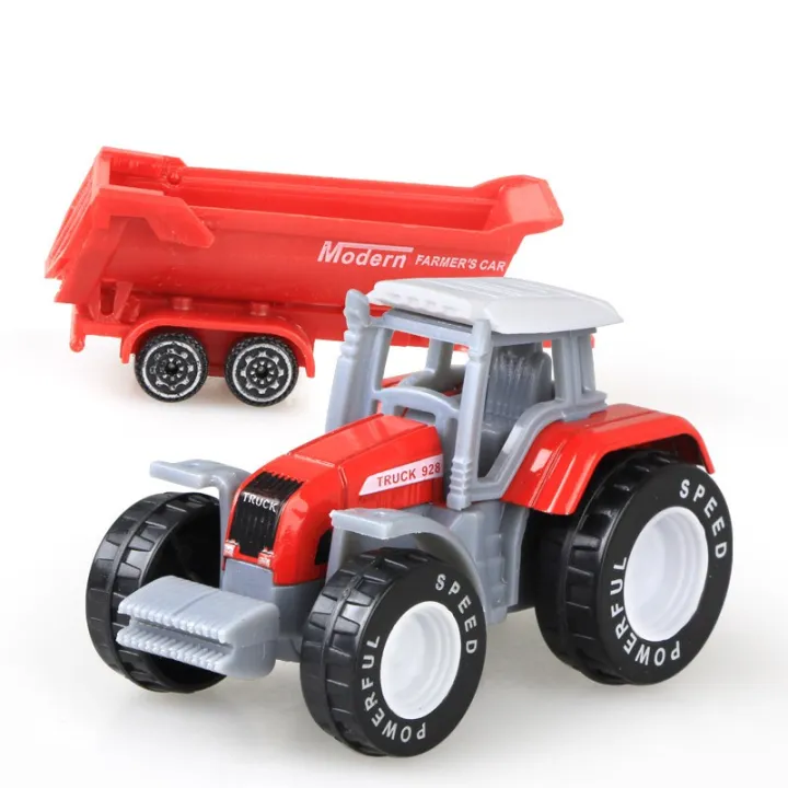 4ชิ้นชุดมินิฟาร์มรถแทรกเตอร์รถบรรทุกรถของเล่นวิศวกรรม-d-iecast-ยานพาหนะรุ่นของเล่นของขวัญสำหรับเด็กเด็ก
