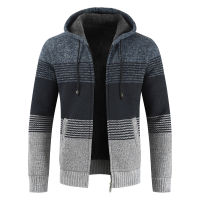 Sweaters Mens autumnwinter new knitwear with plush thickened zipper hooded jacket Loose casual cardigan fashion mens wear