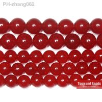 Natural Stone Red Chalcedony Jade Loose Beads 6 8 10 MM Pick Size for Jewelry Making