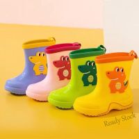 【hot sale】 ☈ B53 New Childrens Rain Boots Cartoon Dinosaur Design Middle Rain Boots For Playing In Snow On Rainy