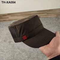 2022 mens high-end hat single-layer flat cap summer big head thin section short brim breathable mesh middle-aged