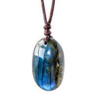 Natural Labradorite Pendant Necklaces Men Women Energy Quartz Necklaces Stones Ornament Moonstone Home Decoration