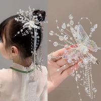 Super Fairy Butterfly Tassel Hair Clip Girls Rhinestones Crystal Princess Elegant Headwear