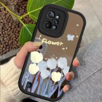 เคสสำหรับเคส Realme C31ภาพวาดสีน้ำมันเคสลายดอกไม้พื้นผิวกระจกบางนุ่มบางเคสโทรศัพท์