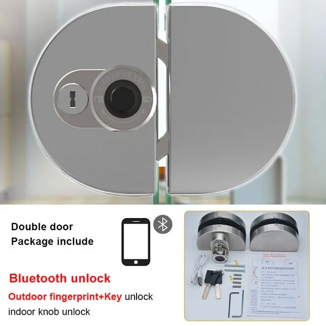 304 Stainless Steel Fingerprint Glass Door Lock Built In Rechargeable ...