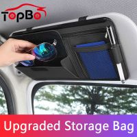 Car Sun Visor Organizer Pocket Leather Sunshade Clip Storage Bags Card Glassed Pen Clip Cash Holder Stowing Tidying Accessories