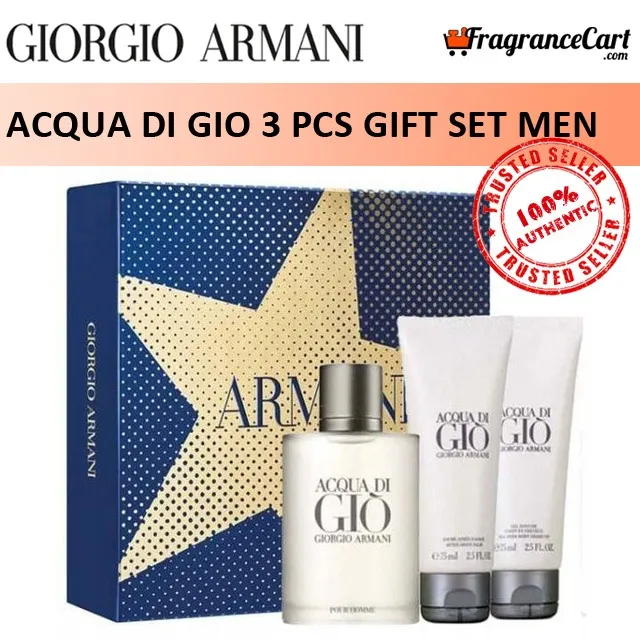 Giorgio Armani Acqua di Gio 3 Pcs Gift Set EDT for Men (100ml EDT + 75ml  After Shave + 75ml Shampoo] GiftSet Collection [Brand New 100% Authentic  Perfume/Fragrance] | Lazada Singapore