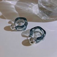 [COD] irregular resin acrylic earrings a multi-wear C-shaped geometric transparent multi-color