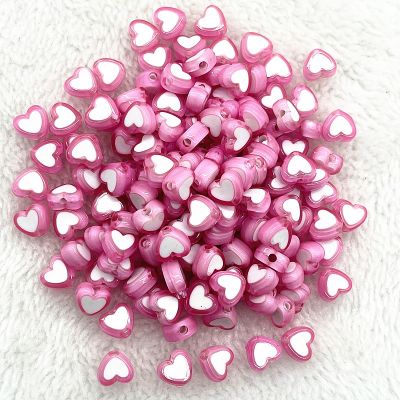New 50pcs/lot 8x4mm Love Acrylic Bead Loose Spacer Beads for Jewelry Making DIY Handmade Clothing Accessories