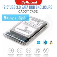 Actual【COD】กล่องใส่ฮาร์ดดิส External Hard Drive Case Enclosure Transparent 2.5 Inch SATA to USB 3.0 Hard Drive SSD Enclosure HDD Case Support Max 2TB Tool-free Design with Free USB 3.0 Cable