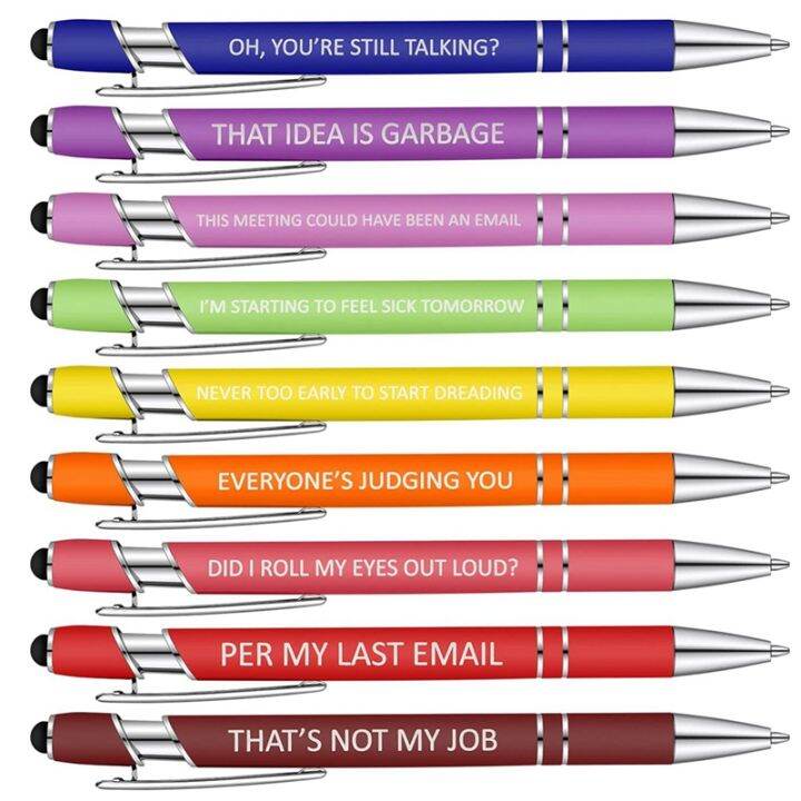 10-pieces-demotivational-sarcastic-ballpoint-pens-macaron-touch-stylus-pens-for-office-black