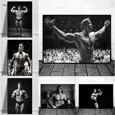 Arnold Schwarzenegger สีดำและสีขาวภาพฟิตเนสสร้างแรงบันดาลใจโปสเตอร์และพิมพ์ภาพวาดผ้าใบ Home Wall Decor ต้องมีสำหรับ Gym ผู้ที่ชื่นชอบ