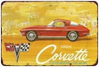 Zhongqingshop HomDeo ป้ายโลหะ Vintage ส่วนบุคคล Wall Decor ป้ายดีบุก8 "W X 12" H 1964 Chevy Corvette ขายเจ้าของคู่มือสำหรับ Cafe โรงรถยอดนิยม Retro Art