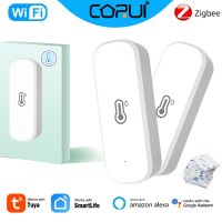 CORUI Tuya WiFi ZigBee สมาร์ทอุณหภูมิและเซ็นเซอร์ความชื้นโฟมยางสมาร์ทชีวิต APP ระยะไกลกับ Alexa Home ผู้ช่วย