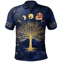 2023 NEW Style Landres Or Landry Of Llanddowror Carmanthenshire Welsh Family Crest Polo Shirt - Moon Phases &amp; Tree Of Lifesize：XS-6XLNew product，Can be customization