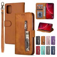 ☊ Zipper Leather Case Samsung Note10 Plus 9 8 J730 J530 Full Protection Flip Bracket Wallet Soft Cover Casing