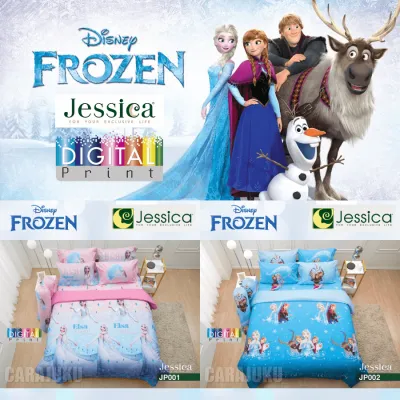 JESSICA ชุดผ้าปูที่นอน+ผ้านวม 5 ฟุต Digital Print โฟรเซ่น Frozen (ชุด 6 ชิ้น) (เลือกสินค้าที่ตัวเลือก) #เจสสิกา ผ้าปู เจ้าหญิง อันนา เอลซ่า Princess