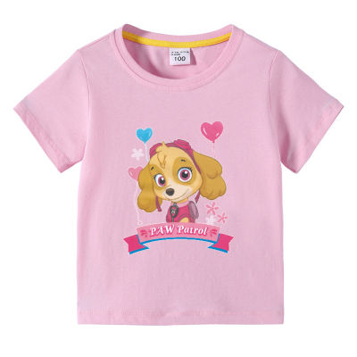 Paw Patrol เสื้อแขนสั้นสำหรับเสื้อยืดตัวบนผ้าฝ้าย,เสื้อกล้ามลายการ์ตูนแขนสั้นสำหรับฤดูร้อนเด็กเด็กผู้ชายเด็กผู้หญิง0000