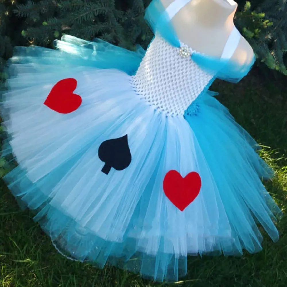 hot】 Girls Blue White Alice Princess Tutu Dress Kids Crochet Dress with  Strap and Red Heart Kids Birthday Party Cartoon Costume Dress | Lazada PH