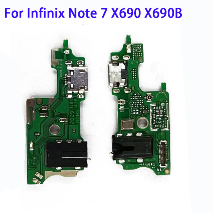 สำหรับ Infinix Note 7 X690 X690B แท่นชาร์จยูเอสบีหูฟังช่องเสียบปลั๊กแจ็คเสียงไมโครโฟนบอร์ดชาร์จสายเคเบิลงอได้