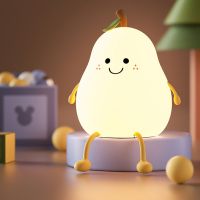 Smile Pear Shape Night Light Mini Cute Warm Table Lamp For Girls And Kids USB Charging Bedroom Decoration Night Lights