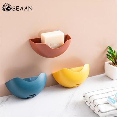 SEAAN จานใส่สบู่ฝักบัวติดผนัง Self Adhesive SOAP ที่แขวนสิ่งของสำหรับจานอาบน้ำชั้นวางของในห้องน้ำเก็บกล่องเก็บของ