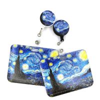 【CW】☎✉☈  Van gogh Painting Card Holder Men Business Lanyard Badge Student ID Name