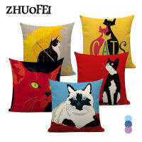 Animal pattern Cushion cover Color cat linen pillowcase Home decor throw pillows cover 45x45cm Pillow case for Sofa Car Chair