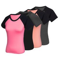 Women Quick Dry Running T-Shirt Yoga Fitness Tops Girls Short/long Sleeved Round Neck Mixed Color Gym Sport Tee Shirts