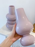 【LZ】♙  Francês Taro Roxo Vaso De Cerâmica Ornamentos De Flores De Alto Valor Sala De Entrada Decoração Vasos Cuia Em Forma Especial Vaso