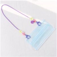 Kids Face Acrylic Chain Lanyard Candy Colors Skin-friendly Hanging Rope Double buckle s anti-lost rope Extender Extension StrapCute Buckle Ear Protector Holder