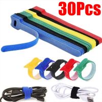 30pcs Detachable Cable Ties Color Reusable Nylon Ties T-type Cable Organizer Auto Self-Adhesive Nylon Loop Wrap Zip Bundle Ties Cable Management