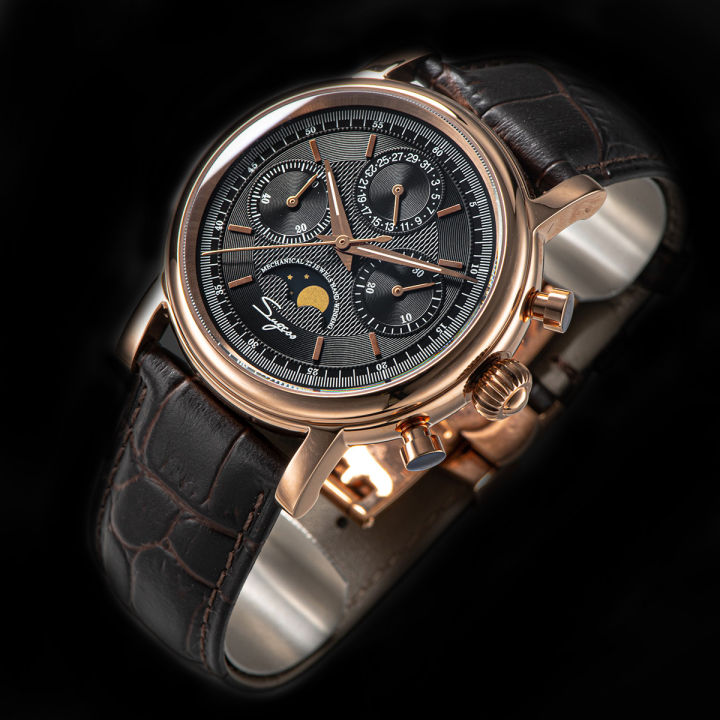 Sugess ST1908 Chronograph jam tangan mekanikal Seagull Moonphase ...