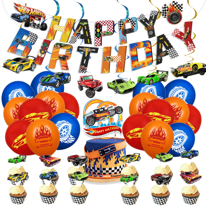 Betterservice New Hot Wheel Theme Balloon Set For Kids Birthday Party 