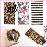 SUN BOX หนังพียู ที่เก็บแปรงแต่งหน้า กระเป๋าเงินสตรี ป้องกันรอยขีดข่วน กระเป๋าใส่แว่นตา ที่ใส่แว่นตา แว่นกันแดดกระเป๋าถุง กล่องเก็บแว่นตา