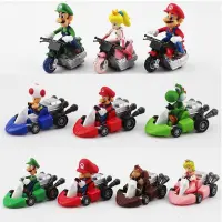 【HOT SALE】 Mamas &amp; Babies 10ชิ้น/ล็อตซูเปอร์มาริโอบรอสรถลากมาริโอ้ Luigi Yoshi ชุดเจ้าหญิงพีชหัวเห็ดลา