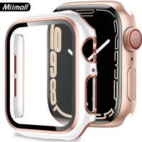 COD SDFGERGERTER Miimall เคส เข้ากันได้ apple Watch Series 7 8 Case 45 มม. 41 มม. เคสกันกระแทกพร้อมตัวป้องกันหน้าจอแก้วในตัว สำหรับ แอปเปิ้ลวอช 8/iWatch 7 41mm 45mm