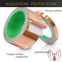 เทปฟอยล์ทองแดงบริสุทธิ์นำไฟฟ้า EMI ป้องกัน DIY สติกเกอร์เฟอร์นิเจอร์กาวสำหรับสวนขับไล่หอยทาก50มม. กว้าง