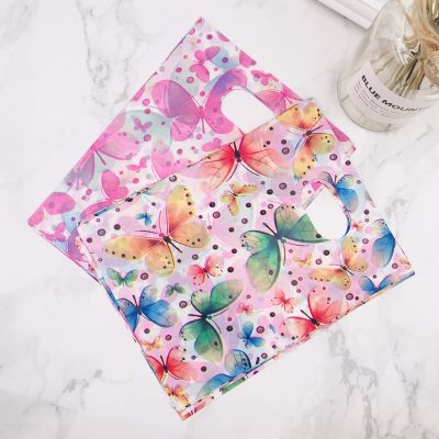 【YF】△  100pcs 15x20cm Colorful Plastic With Handle Small Wedding Shopping  Z014