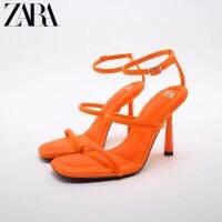 Summer Za.raˉNew TRF Womens Shoes Purple Orange Quilted Insole High Heel Sandals