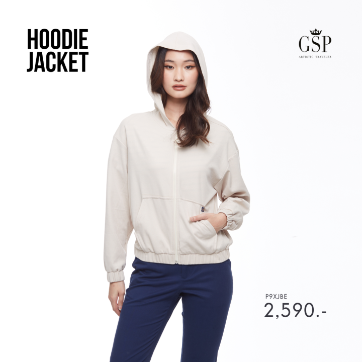 GSP HOODIE JACKET เสื้อแจ็คเก็ตแบบมีฮู้ด แขนยาว แจ็คเก็ตสะท้อนน้ำ นุ่ม