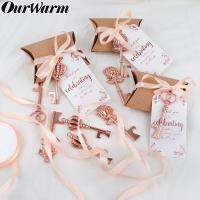 Wedding Gifts for Guests 100pcs Rose Gold Key Bottle Opener with Thank You Paper Tags Wedding Party Decoration Favors