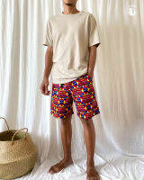 MERMEO【SP-105W】Free size / African batik mens short pants | กางเกงขาสั้นชายเอวยางผ้าคอตตอนแอฟริกันบาติก