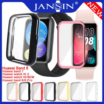 Screen Protector For Huawei Band 8 Full Cover TPU Soft Glass Plated Frame  Shell Case For Huawei Band 7 8 6 Honor Band 6 Case