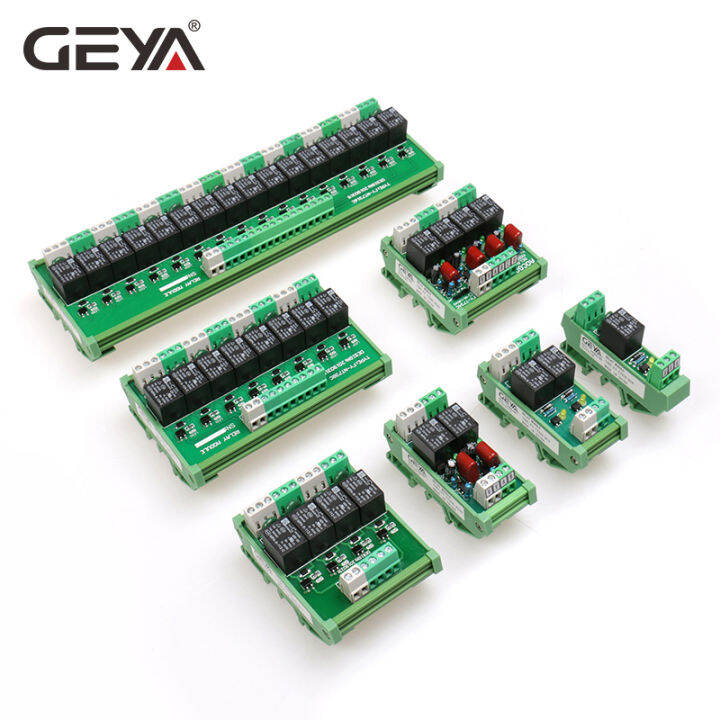 จัดส่งฟรี-geya-4ช่องโมดูลรีเลย์1-spdt-din-rail-mount-12v-24v-dcac-อินเทอร์เฟซโมดูลรีเลย์สำหรับ-plc-230va-c-5vdcs