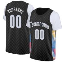 （Can Customizable）Personalized Custom Black Basketball Jersey Shirt Printing Team Name Number Short-Sleeve Breathable Tee Shirt Top For Men/Kids（Adult and Childrens Sizes）